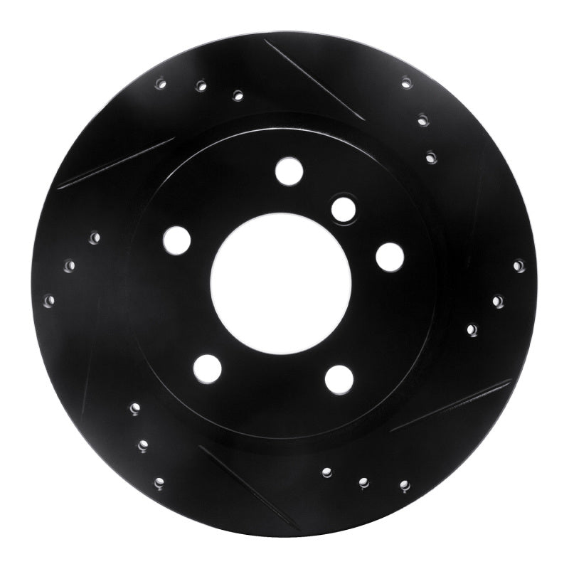 R1 03-08 BMW Z4 Rear Right Drilled & Slotted Black Brake Rotor-Brake Rotors - Slot & Drilled-Grocery Getter Performance