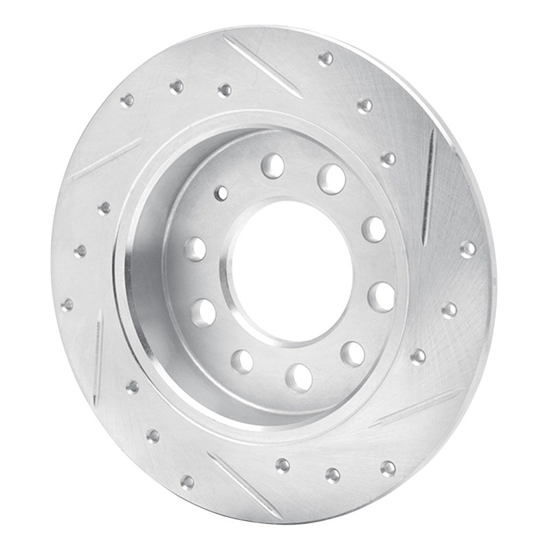 R1 03-08 Hyundai TIBURON Rear Left Drilled & Slotted Silver Brake Rotor-Brake Rotors - Slot & Drilled-Grocery Getter Performance
