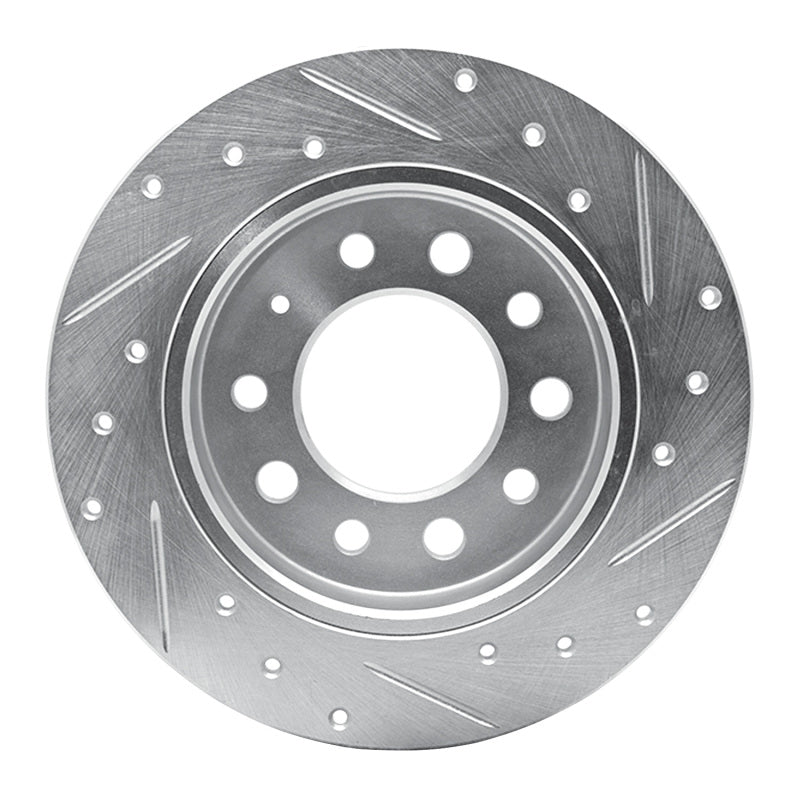 R1 03-08 Hyundai TIBURON Rear Left Drilled & Slotted Silver Brake Rotor-Brake Rotors - Slot & Drilled-Grocery Getter Performance