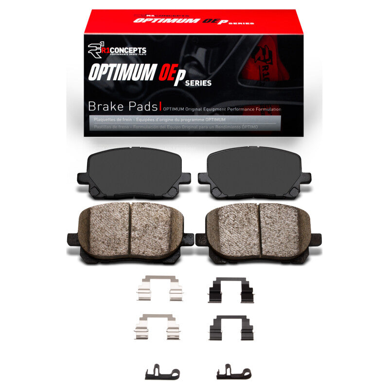 R1 03-08 Pontiac Vibe Front Optimum OE Brake Pads & Hardware Kit-Brake Pads - OE-Grocery Getter Performance