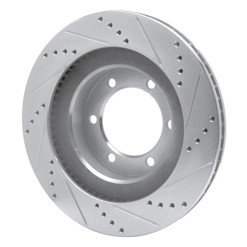 R1 03-09 Lexus GX470 Front Left Drilled & Slotted Silver Brake Rotor-Brake Rotors - Slot & Drilled-Grocery Getter Performance