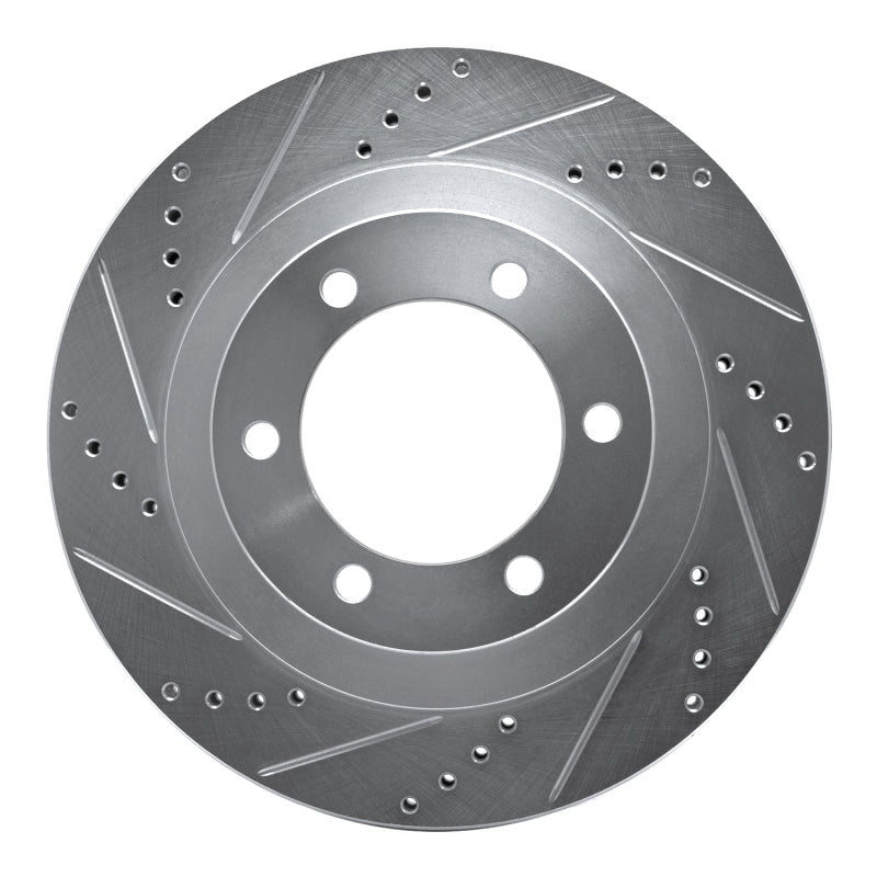 R1 03-09 Lexus GX470 Front Left Drilled & Slotted Silver Brake Rotor-Brake Rotors - Slot & Drilled-Grocery Getter Performance