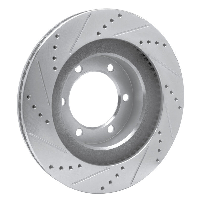 R1 03-09 Lexus GX470 Front Right Drilled & Slotted Silver Brake Rotor-Brake Rotors - Slot & Drilled-Grocery Getter Performance