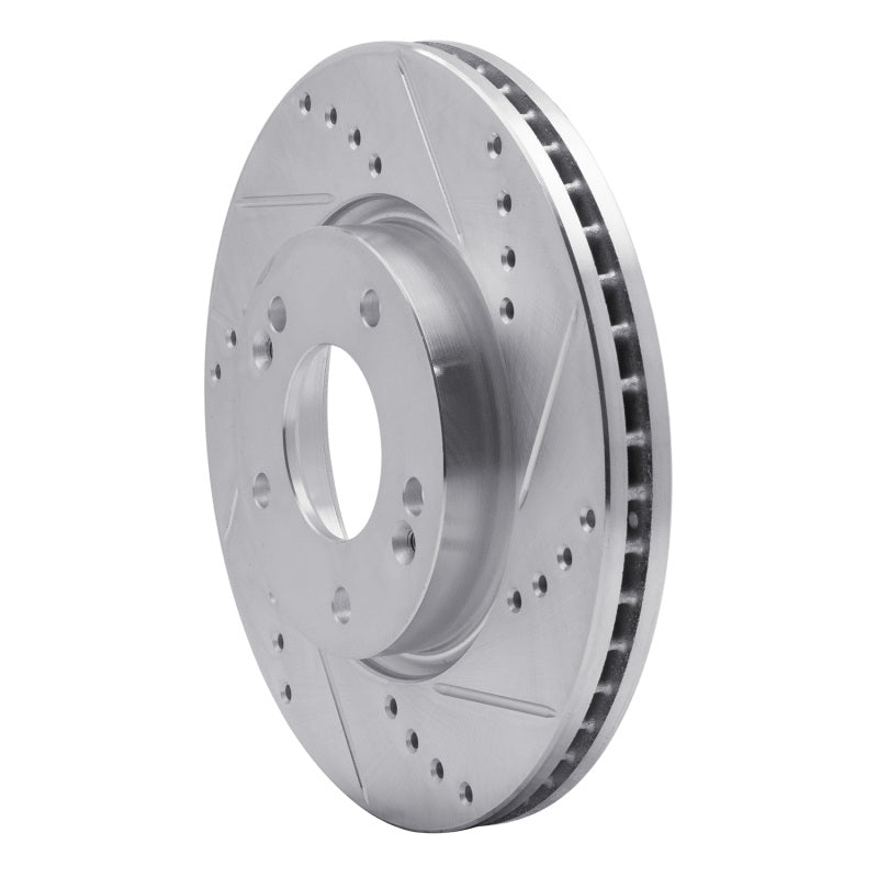 R1 03-13 Hyundai Sonata Front Right Drilled & Slotted Silver Brake Rotor-Brake Rotors - Slot & Drilled-Grocery Getter Performance