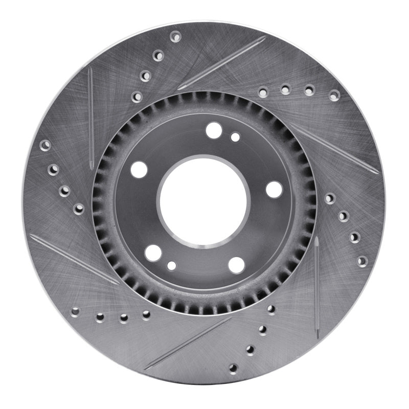 R1 03-13 Hyundai Sonata Front Right Drilled & Slotted Silver Brake Rotor-Brake Rotors - Slot & Drilled-Grocery Getter Performance