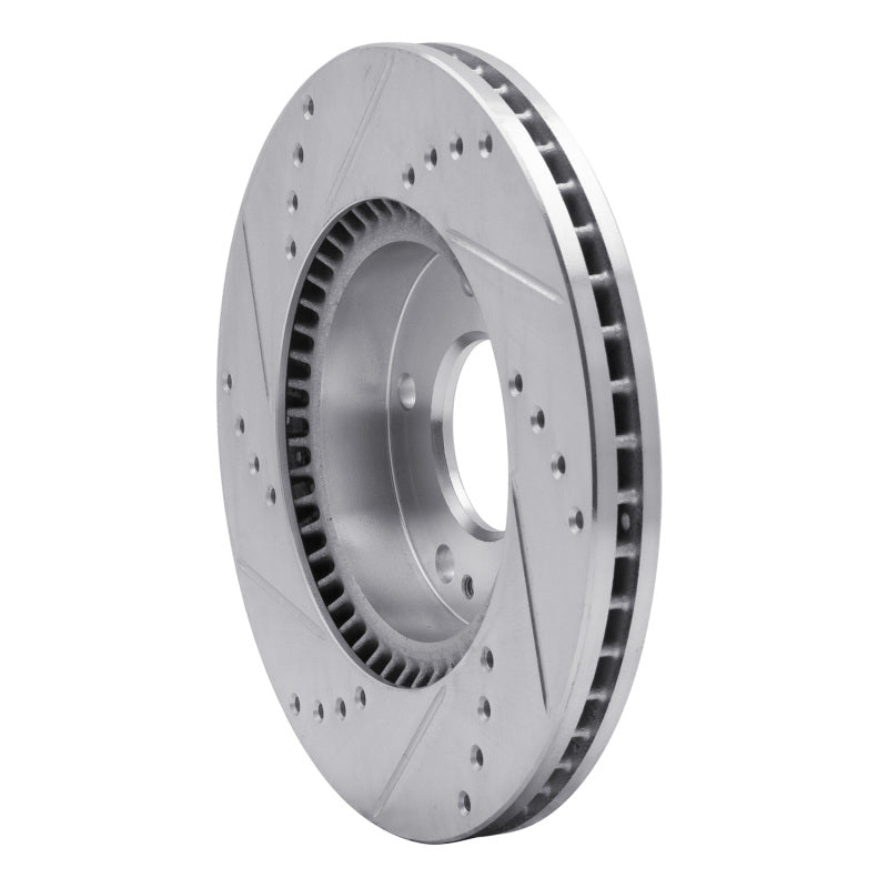 R1 03-13 Hyundai Sonata Front Right Drilled & Slotted Silver Brake Rotor-Brake Rotors - Slot & Drilled-Grocery Getter Performance