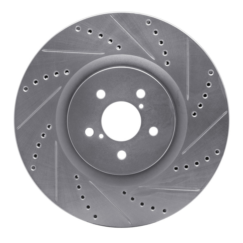 R1 03-25 Subaru BRZ Front Right Drilled & Slotted Silver Brake Rotor-Brake Rotors - Slot & Drilled-Grocery Getter Performance
