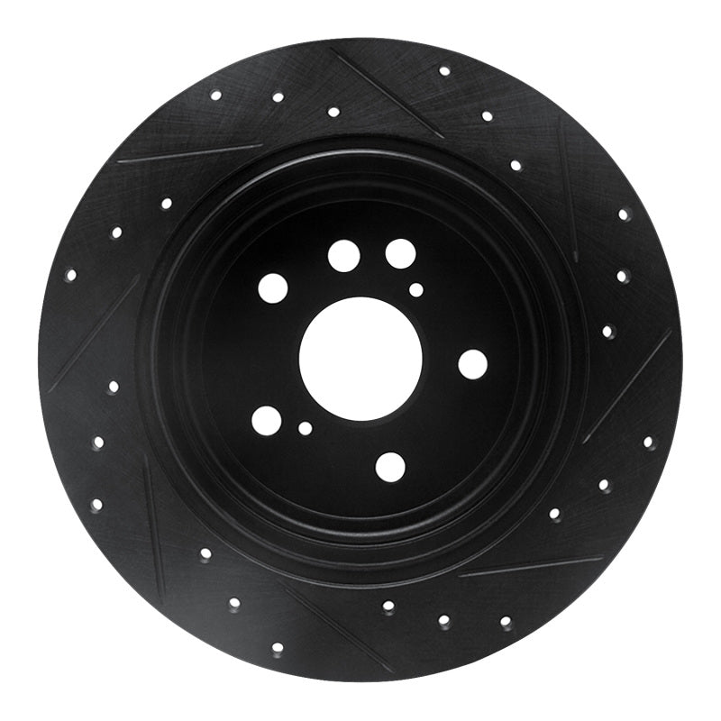 R1 04-05 Toyota RAV4 Rear Left Drilled & Slotted Black Brake Rotor-Brake Rotors - Slot & Drilled-Grocery Getter Performance