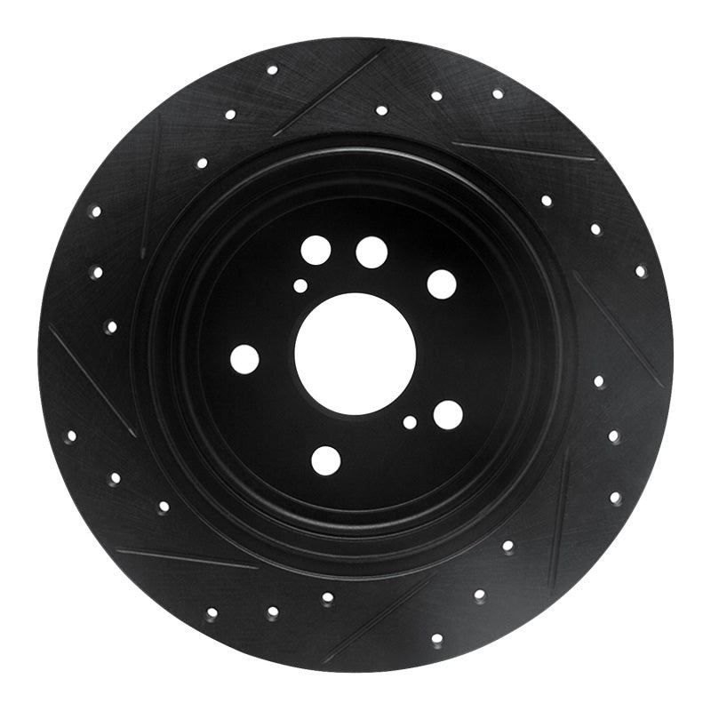 R1 04-05 Toyota RAV4 Rear Right Drilled & Slotted Black Brake Rotor-Brake Rotors - Slot & Drilled-Grocery Getter Performance