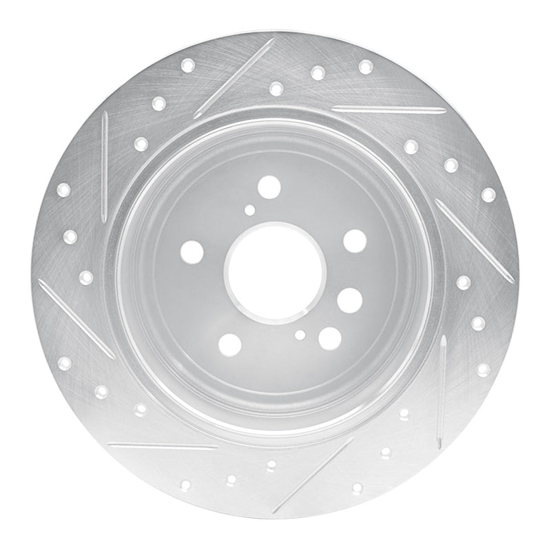 R1 04-05 Toyota RAV4 Rear Right Drilled & Slotted Silver Brake Rotor-Brake Rotors - Slot & Drilled-Grocery Getter Performance