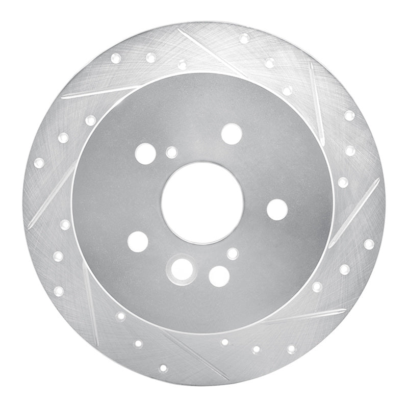 R1 04-05 Toyota RAV4 Rear Right Drilled & Slotted Silver Brake Rotor-Brake Rotors - Slot & Drilled-Grocery Getter Performance