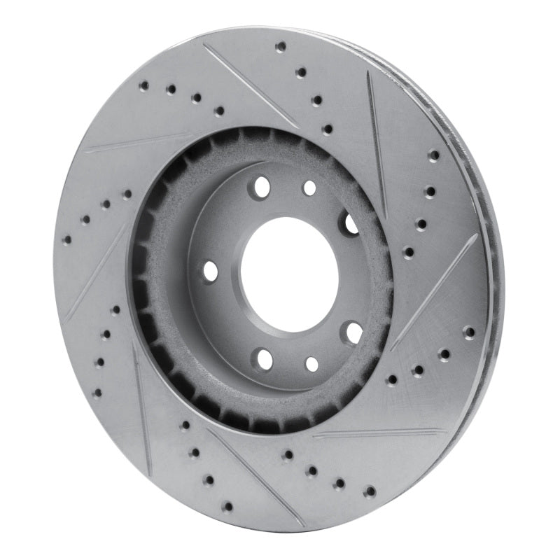R1 04-08 Mazda RX-8 Front Left Drilled & Slotted Silver Brake Rotor-Brake Rotors - Slot & Drilled-Grocery Getter Performance