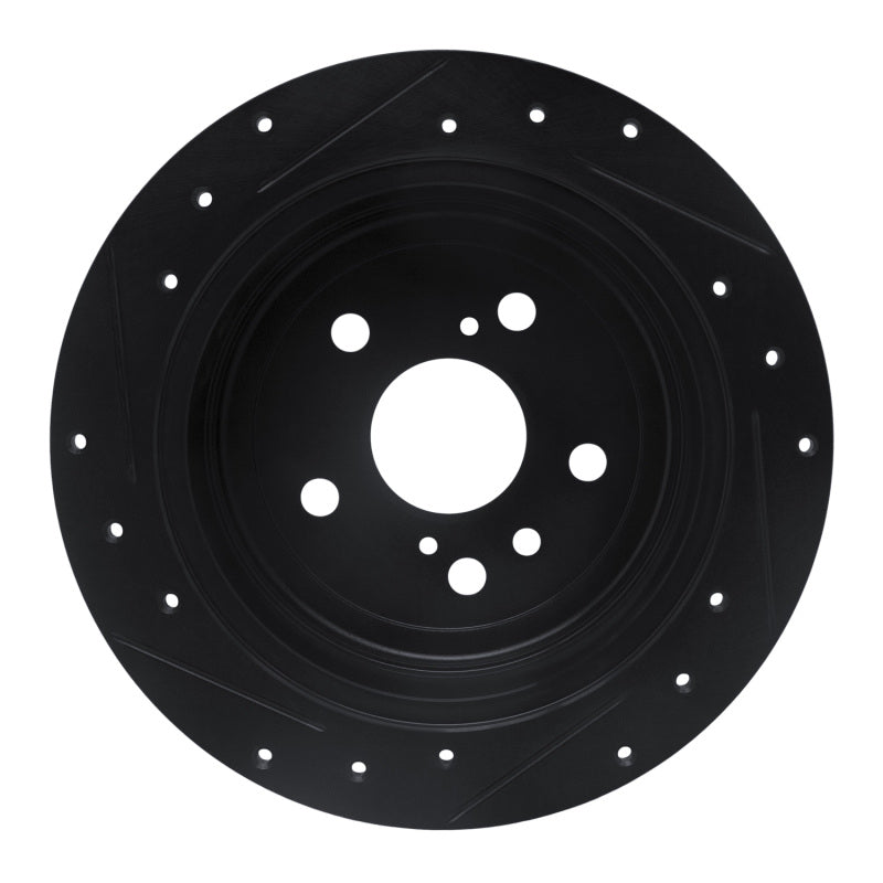 R1 04-09 Lexus RX330 Rear Right Drilled & Slotted Black Brake Rotor-Brake Rotors - Slot & Drilled-Grocery Getter Performance