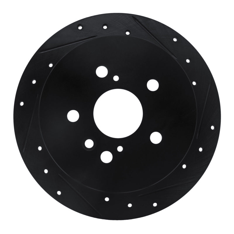 R1 04-09 Lexus RX330 Rear Right Drilled & Slotted Black Brake Rotor-Brake Rotors - Slot & Drilled-Grocery Getter Performance