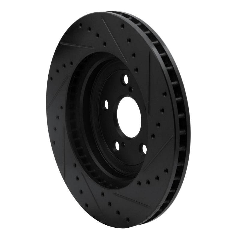 R1 04-09 Lexus RX350 Front Left Drilled & Slotted Black Brake Rotor-Brake Rotors - Slot & Drilled-Grocery Getter Performance