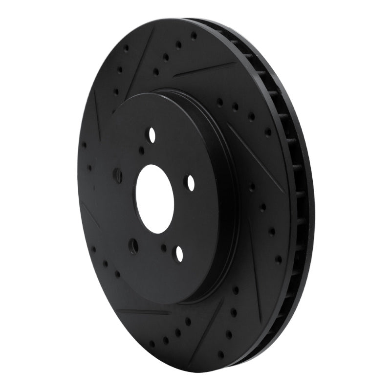 R1 04-09 Lexus RX350 Front Left Drilled & Slotted Black Brake Rotor-Brake Rotors - Slot & Drilled-Grocery Getter Performance