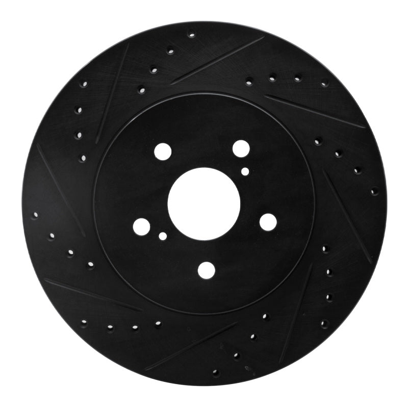R1 04-09 Lexus RX350 Front Left Drilled & Slotted Black Brake Rotor-Brake Rotors - Slot & Drilled-Grocery Getter Performance