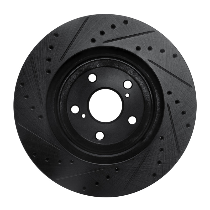 R1 04-09 Lexus RX350 Front Right Drilled & Slotted Black Brake Rotor-Brake Rotors - Slot & Drilled-Grocery Getter Performance