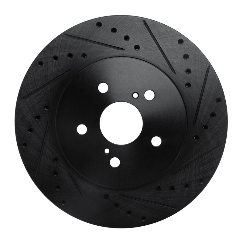R1 04-09 Lexus RX350 Front Right Drilled & Slotted Black Brake Rotor-Brake Rotors - Slot & Drilled-Grocery Getter Performance