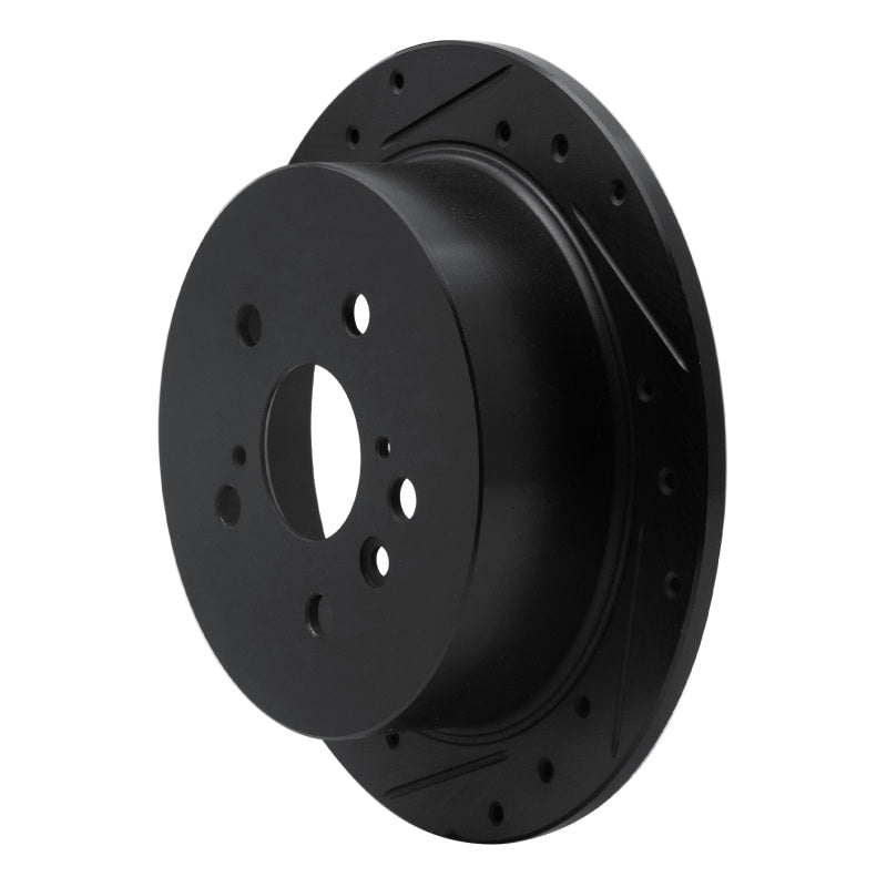 R1 04-09 Lexus RX350 Rear Left Drilled & Slotted Black Brake Rotor-Brake Rotors - Slot & Drilled-Grocery Getter Performance