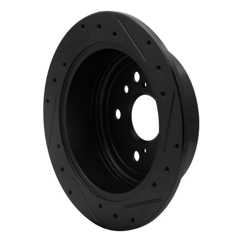 R1 04-09 Lexus RX350 Rear Left Drilled & Slotted Black Brake Rotor-Brake Rotors - Slot & Drilled-Grocery Getter Performance