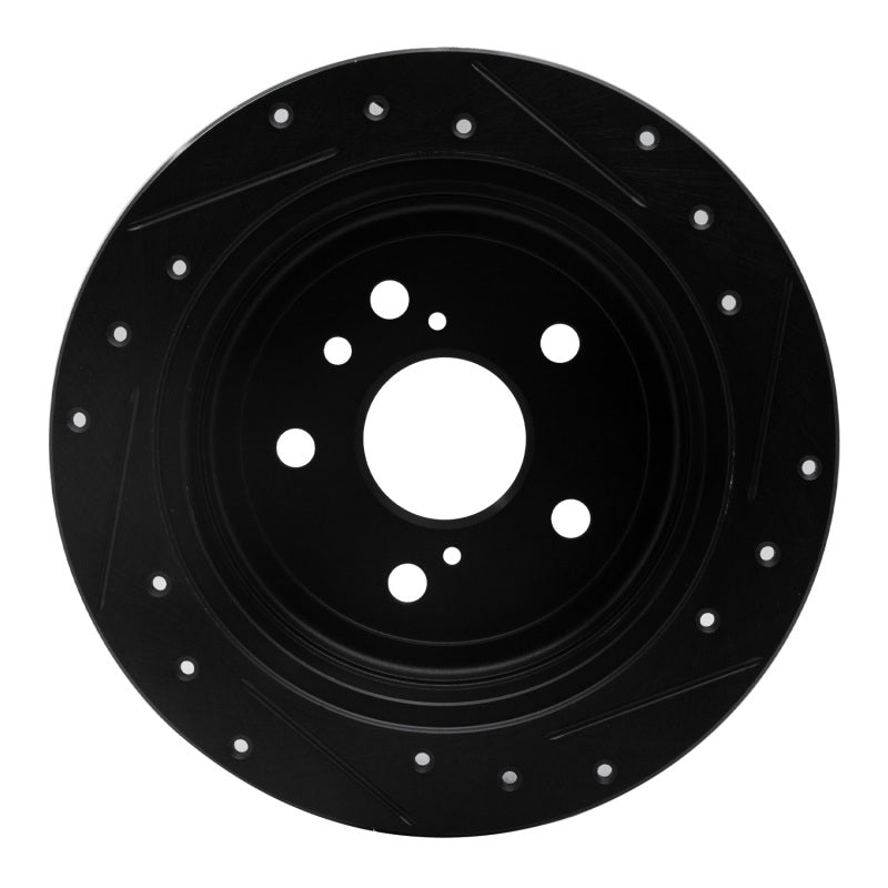 R1 04-09 Lexus RX350 Rear Left Drilled & Slotted Black Brake Rotor-Brake Rotors - Slot & Drilled-Grocery Getter Performance