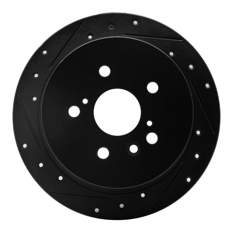 R1 04-09 Lexus RX350 Rear Left Drilled & Slotted Black Brake Rotor-Brake Rotors - Slot & Drilled-Grocery Getter Performance