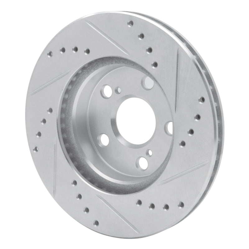 R1 04-09 Toyota Prius Front Left Drilled & Slotted Silver Brake Rotor-Brake Rotors - Slot & Drilled-Grocery Getter Performance