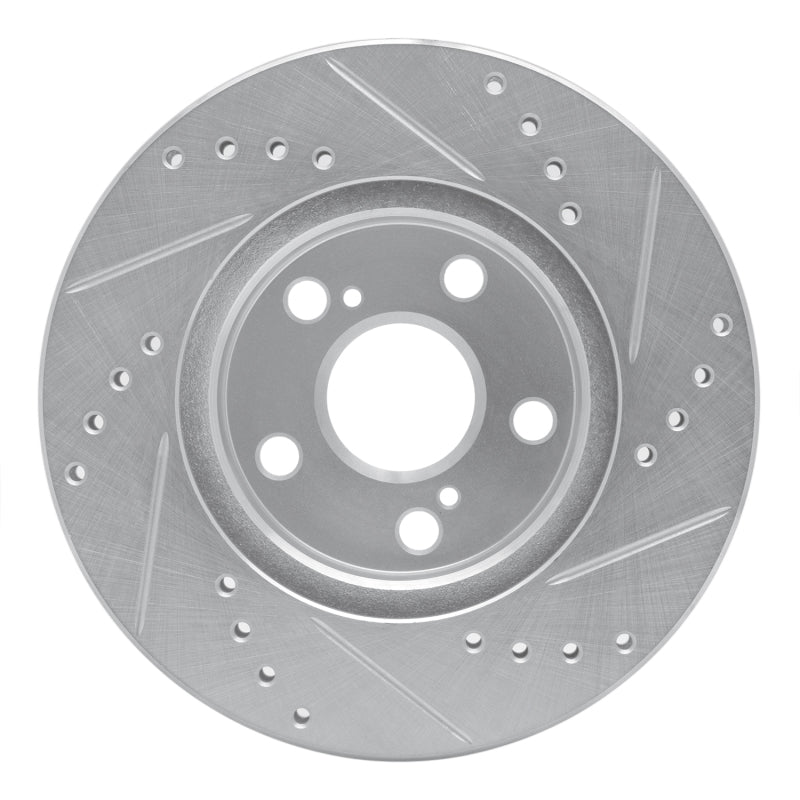 R1 04-09 Toyota Prius Front Left Drilled & Slotted Silver Brake Rotor-Brake Rotors - Slot & Drilled-Grocery Getter Performance