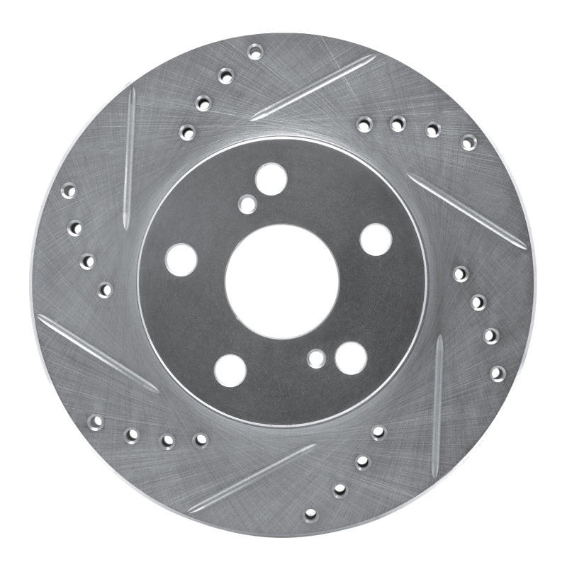 R1 04-09 Toyota Prius Front Left Drilled & Slotted Silver Brake Rotor-Brake Rotors - Slot & Drilled-Grocery Getter Performance