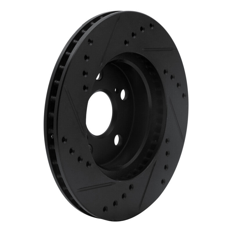 R1 04-09 Toyota Prius Front Right Drilled & Slotted Black Brake Rotor-Brake Rotors - Slot & Drilled-Grocery Getter Performance