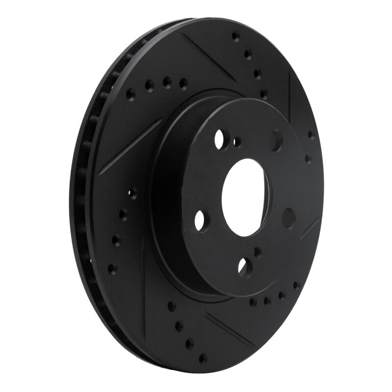 R1 04-09 Toyota Prius Front Right Drilled & Slotted Black Brake Rotor-Brake Rotors - Slot & Drilled-Grocery Getter Performance