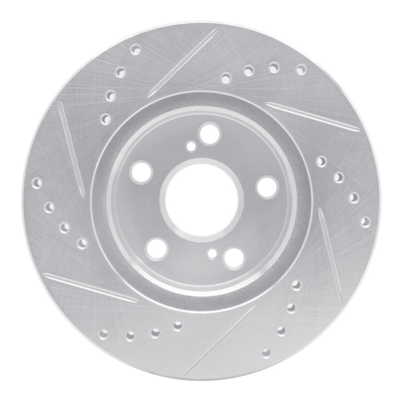 R1 04-09 Toyota Prius Front Right Drilled & Slotted Silver Brake Rotor-Brake Rotors - Slot & Drilled-Grocery Getter Performance