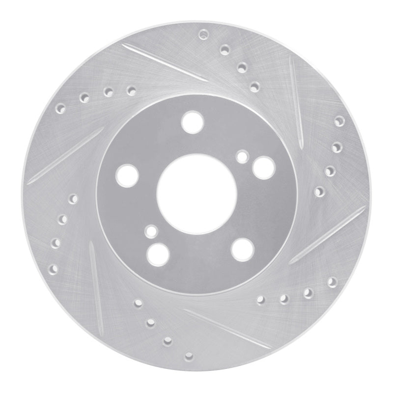 R1 04-09 Toyota Prius Front Right Drilled & Slotted Silver Brake Rotor-Brake Rotors - Slot & Drilled-Grocery Getter Performance