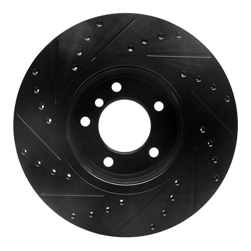 R1 04-10 BMW 525i (Mexico) Front Right Drilled & Slotted Black Brake Rotor-Brake Rotors - Slot & Drilled-Grocery Getter Performance