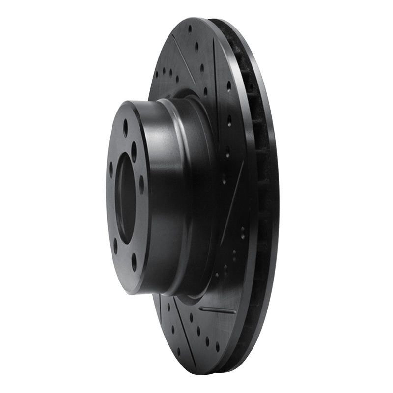 R1 04-10 BMW 525i (Mexico) Front Right Drilled & Slotted Black Brake Rotor-Brake Rotors - Slot & Drilled-Grocery Getter Performance