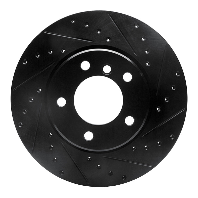 R1 04-10 BMW 525i (Mexico) Front Right Drilled & Slotted Black Brake Rotor-Brake Rotors - Slot & Drilled-Grocery Getter Performance