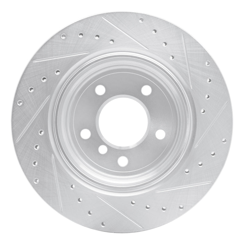 R1 04-10 BMW 525i (Mexico) Rear Left Drilled & Slotted Silver Brake Rotor-Brake Rotors - Slot & Drilled-Grocery Getter Performance