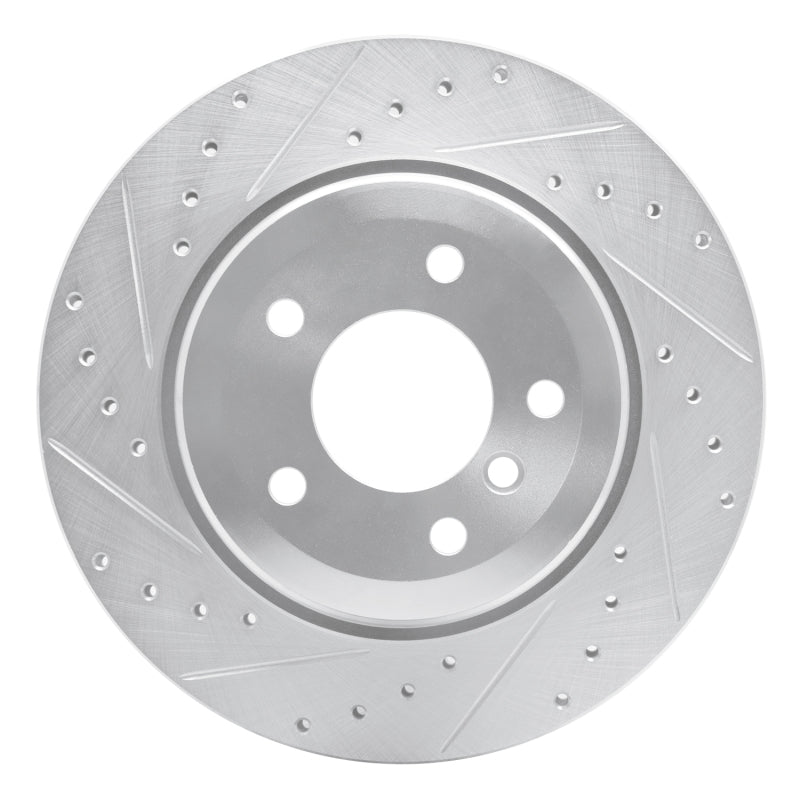 R1 04-10 BMW 525i (Mexico) Rear Left Drilled & Slotted Silver Brake Rotor-Brake Rotors - Slot & Drilled-Grocery Getter Performance