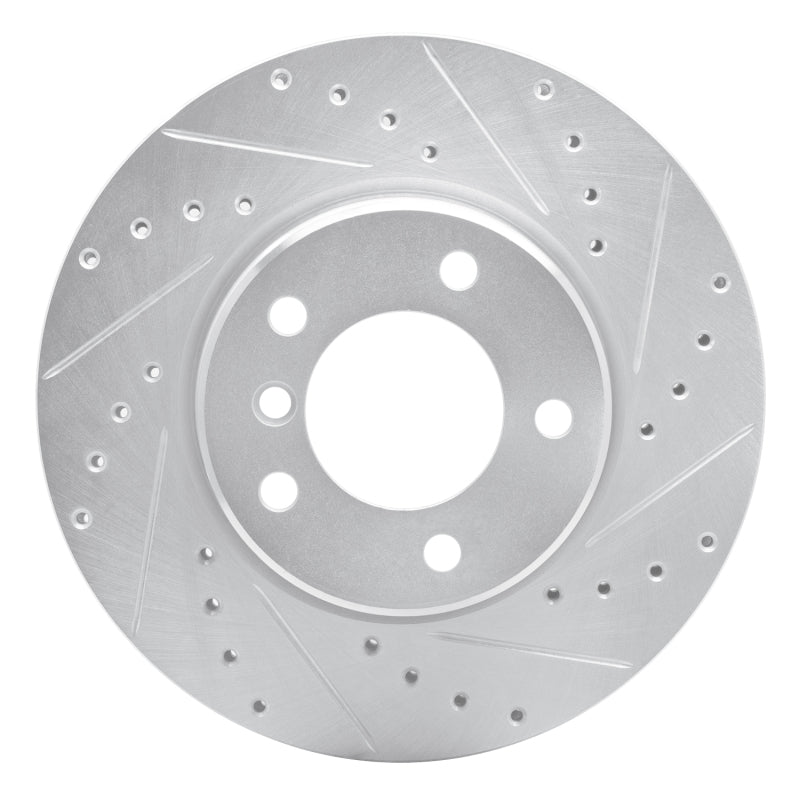 R1 04-10 BMW 525I (USA/Canada) Front Right Drilled & Slotted Silver Brake Rotor-Brake Rotors - Slot & Drilled-Grocery Getter Performance