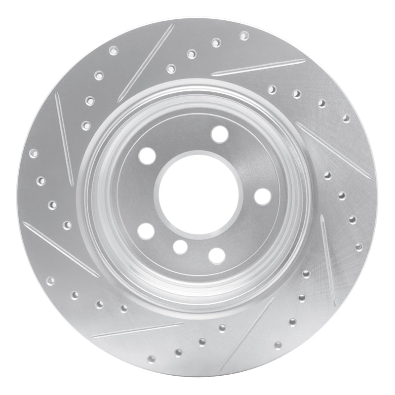 R1 04-10 BMW 528I Rear Right Drilled & Slotted Silver Brake Rotor-Brake Rotors - Slot & Drilled-Grocery Getter Performance