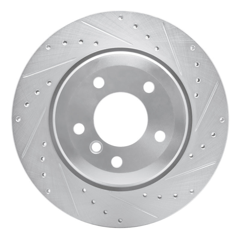 R1 04-10 BMW 528I Rear Right Drilled & Slotted Silver Brake Rotor-Brake Rotors - Slot & Drilled-Grocery Getter Performance