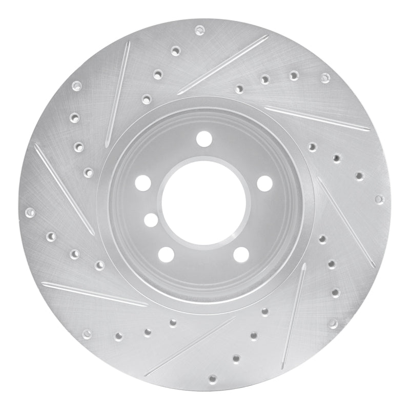 R1 04-10 BMW 530I Front Right Drilled & Slotted Silver Brake Rotor-Brake Rotors - Slot & Drilled-Grocery Getter Performance
