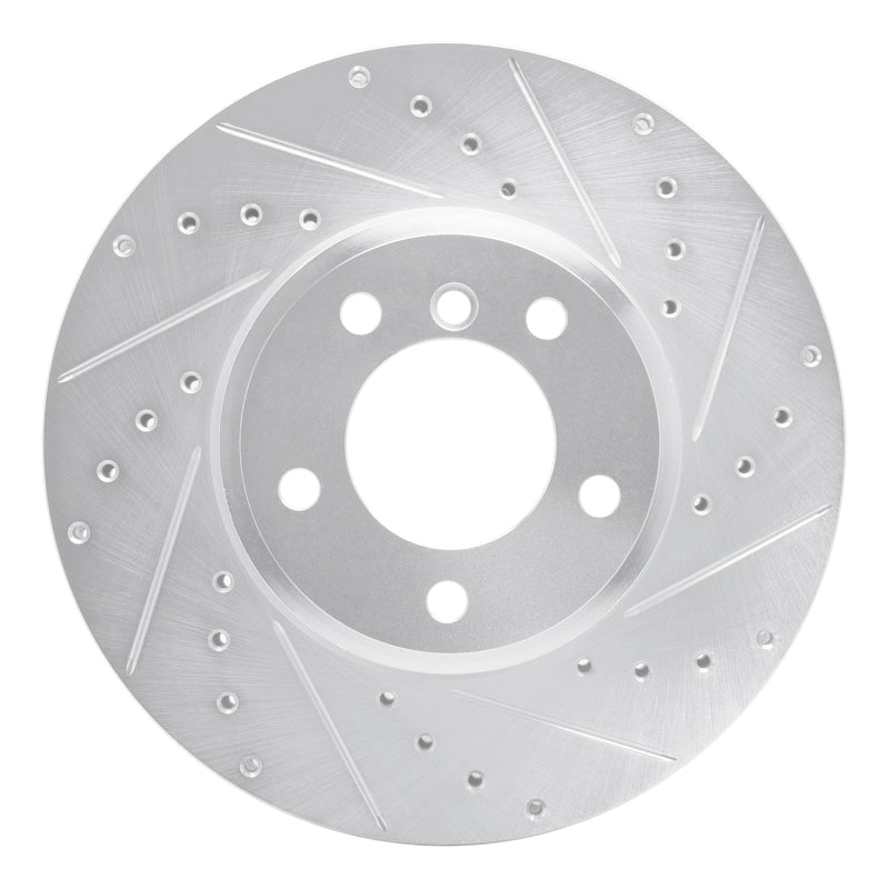 R1 04-10 BMW 530I Front Right Drilled & Slotted Silver Brake Rotor-Brake Rotors - Slot & Drilled-Grocery Getter Performance