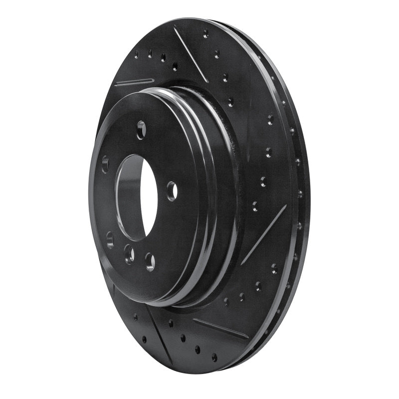R1 04-10 BMW 530I Rear Right Drilled & Slotted Black Brake Rotor-Brake Rotors - Slot & Drilled-Grocery Getter Performance