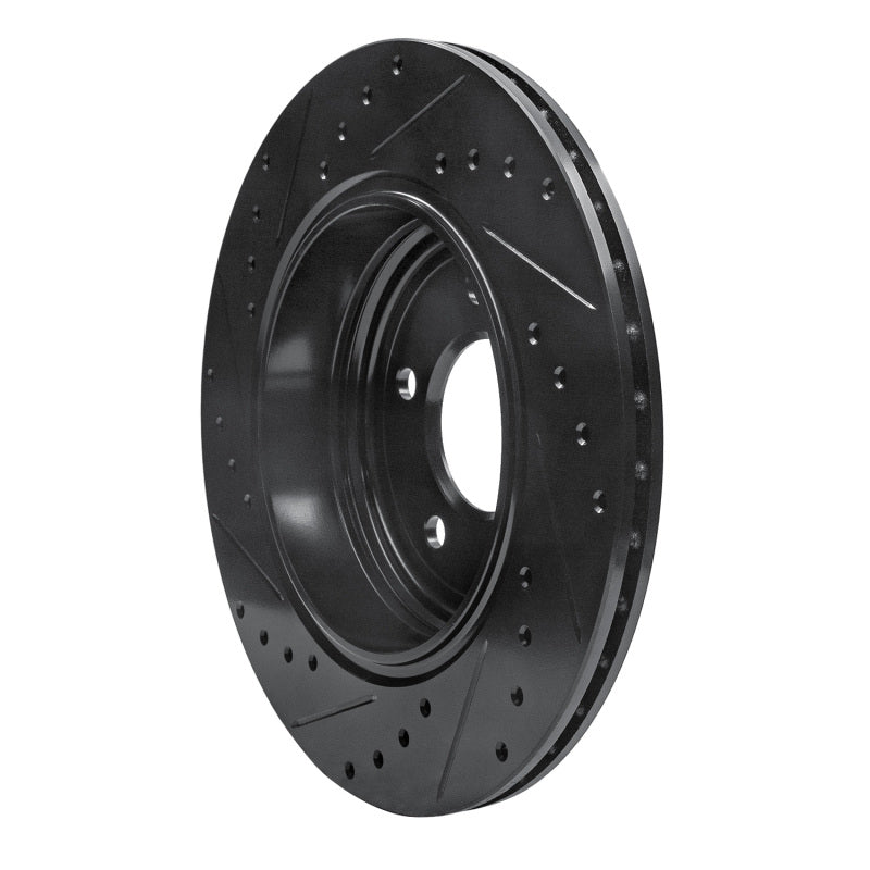 R1 04-10 BMW 530I Rear Right Drilled & Slotted Black Brake Rotor-Brake Rotors - Slot & Drilled-Grocery Getter Performance