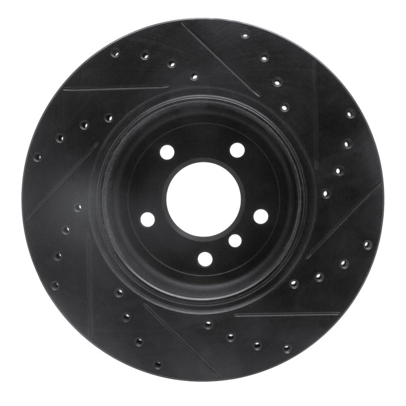 R1 04-10 BMW 535I Rear Left Drilled & Slotted Black Brake Rotor-Brake Rotors - Slot & Drilled-Grocery Getter Performance
