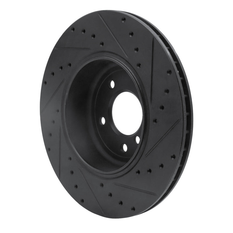 R1 04-10 BMW 535I Rear Left Drilled & Slotted Black Brake Rotor-Brake Rotors - Slot & Drilled-Grocery Getter Performance
