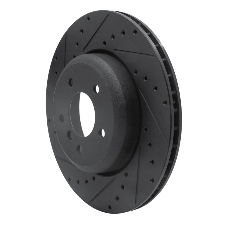 R1 04-10 BMW 535I Rear Left Drilled & Slotted Black Brake Rotor-Brake Rotors - Slot & Drilled-Grocery Getter Performance