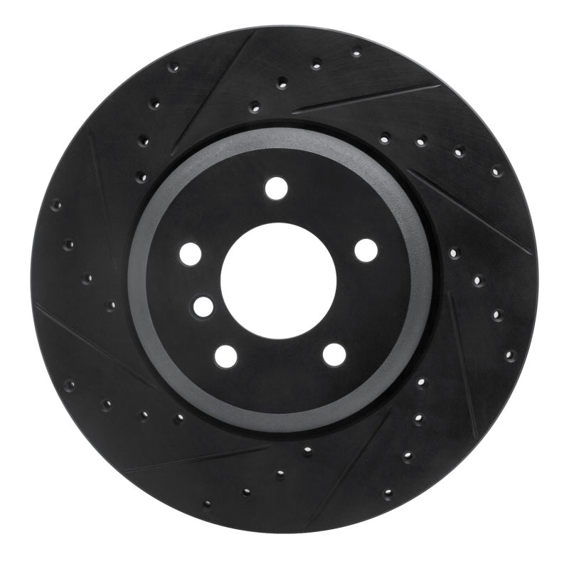 R1 04-10 BMW 535I Rear Left Drilled & Slotted Black Brake Rotor-Brake Rotors - Slot & Drilled-Grocery Getter Performance